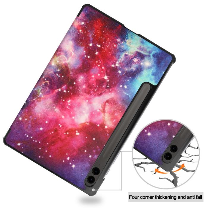 Bild 6,  Galaxy Tab S9 FE Plus Fodral Tri-Fold Läder Cosmic Space - Teknikhallen.se