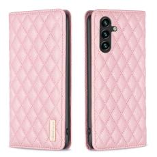 BINFEN BINFEN Galaxy A35 5G Fodral Flip Diamond L&auml;der Ljus Rosa - Teknikhallen.se