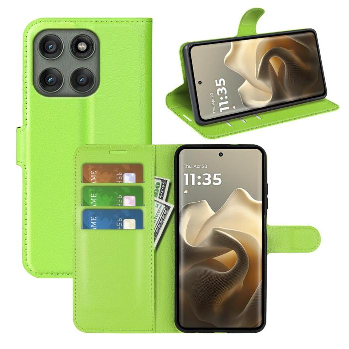 Bild 6,  Motorola Edge 60 Pro Fodral Litchi Läder Grön - Teknikhallen.se