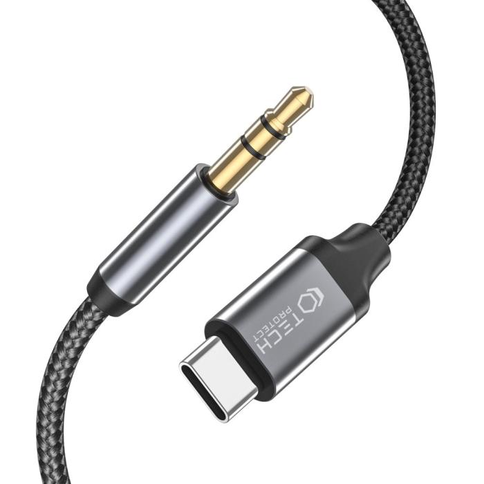 Bild 2, Tech-Protect Tech-Protect 1m USB-C - AUX Ljudadapter UltraBoost Svart - Teknikhallen.se