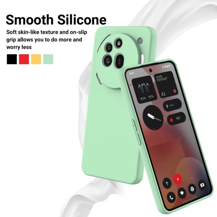 Bild 3,  Nothing Phone 3a Pro Skal Liquid Silikon Med Strap Grön - Teknikhallen.se