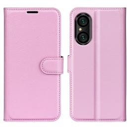  Sony Xperia 5 V Fodral Litchi Textur Ljus Rosa - Teknikhallen.se