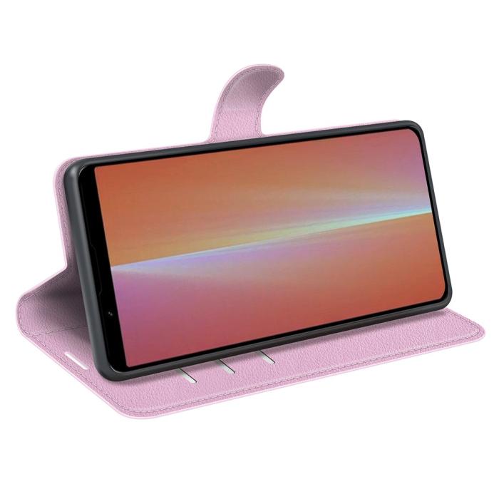 Bild 3,  Sony Xperia 5 V Fodral Litchi Textur Ljus Rosa - Teknikhallen.se