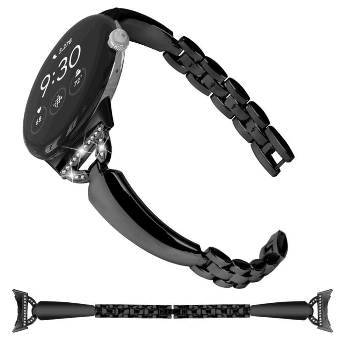 Bild 2,  Google Pixel Watch / Watch 2 Metal Bling Armband Svart - Teknikhallen.se