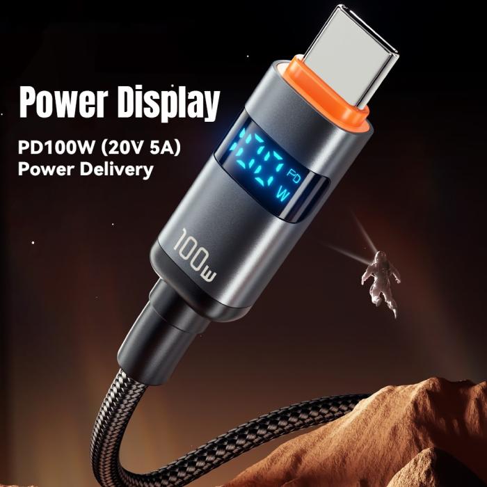 Bild 3, ESSAGER ESSAGER 1 m 100W 5A PD USB-C - USB-C Laddningskabel Svart - Teknikhallen.se