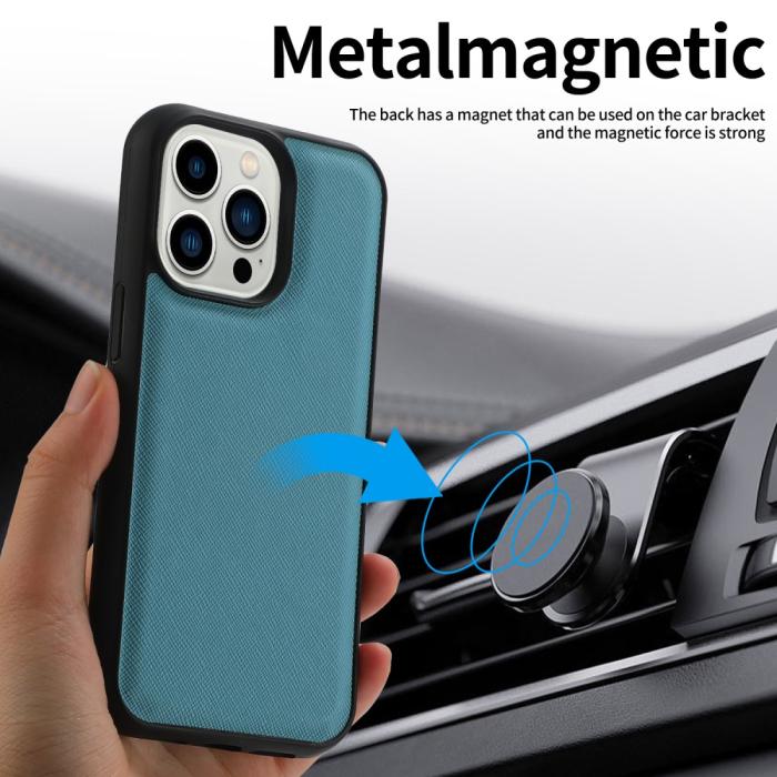 Bild 6,  iPhone 15 2in1 Magnet Fodral Kryss Struktur Blå - Teknikhallen.se