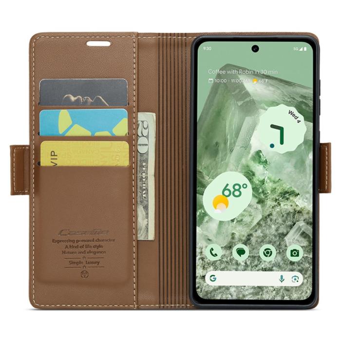 Bild 2, CASEME CASEME Google Pixel 8A Fodral Läder RFID Brun - Teknikhallen.se