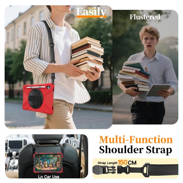 Bild 6,  Samsung Galaxy Tab S11 Skal Shockproof Hybrid Kickstand Röd - Teknikhallen.se