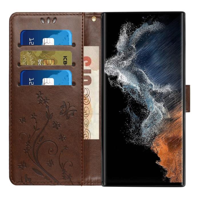 Bild 2,  Samsung Galaxy S23 Ultra Fodral Med Tryck Brun - Teknikhallen.se