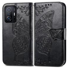  Xiaomi 11T / 11T Pro Fodral L&auml;der Butterfly Svart - Teknikhallen.se