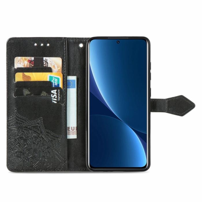 Bild 2,  Xiaomi 12T / 12T Pro Fodral Mandala Läder Svart - Teknikhallen.se