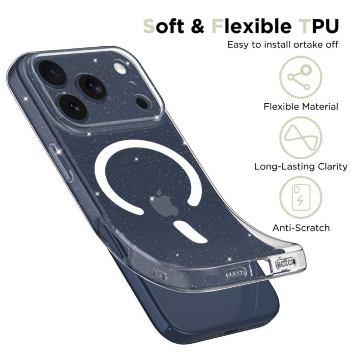 Bild 3, Tech-Protect Tech-Protect iPhone 17 Pro Max Skal MagSafe FlexAir Glitter - Teknikhallen.se