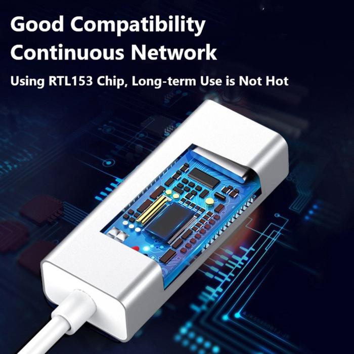 Bild 4,  USB-C Till RJ45 Nätverksadapter Grå - Teknikhallen.se
