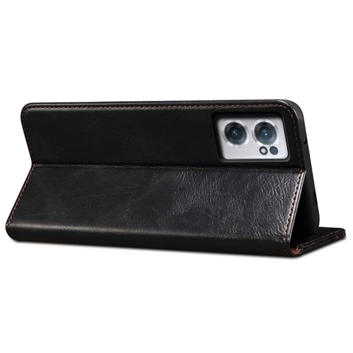 Bild 6,  OnePlus Nord CE 2 5G Fodral Flip Crazy Horse Svart - Teknikhallen.se