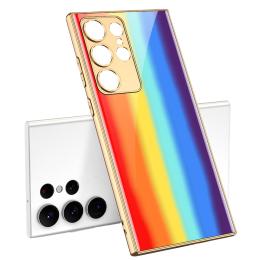 GKK GKK Galaxy S24 Ultra Skal Härdat Glas Electroplate Rainbow - Teknikhallen.se