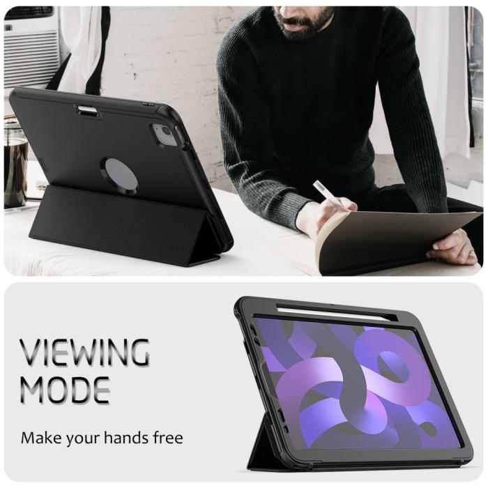 Bild 3,  iPad Pro 12.9 Fodral Läder Tri-Fold Pennhållare Svart - Teknikhallen.se