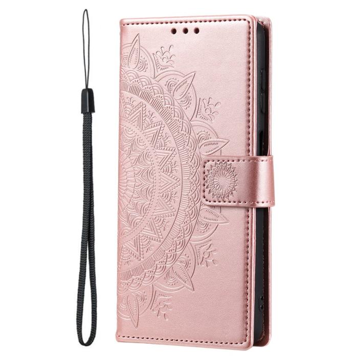 Bild 2,  Samsung Galaxy S22 Ultra Fodral Mandala Läder Roséguld - Teknikhallen.se