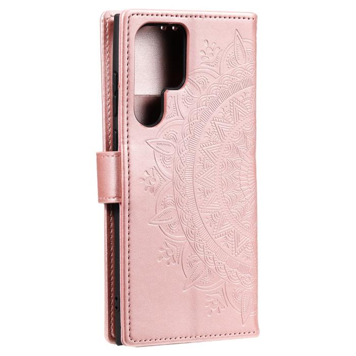 Bild 3,  Samsung Galaxy S22 Ultra Fodral Mandala Läder Roséguld - Teknikhallen.se