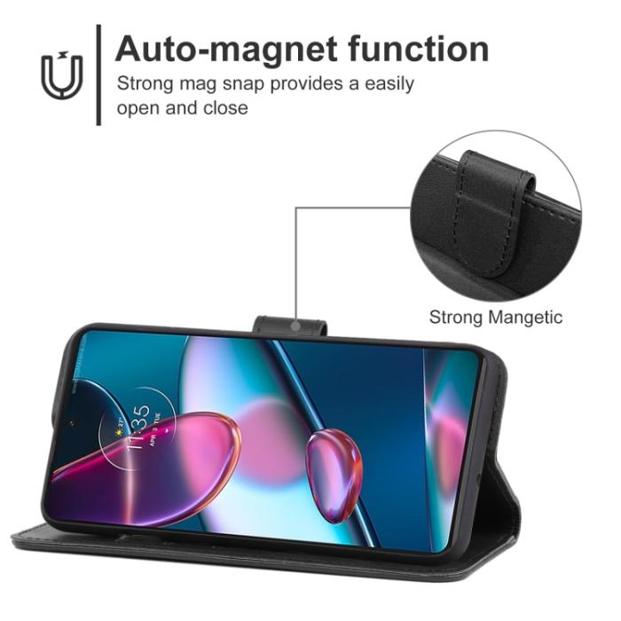 Bild 4,  Motorola Edge 30 Pro Fodral Läder Svart - Teknikhallen.se