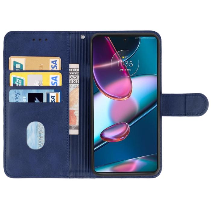 Bild 3,  Motorola Edge 30 Pro Fodral Läder Blå - Teknikhallen.se