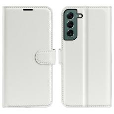  Samsung Galaxy S23 Plus Fodral Litchi L&auml;der Vit - Teknikhallen.se