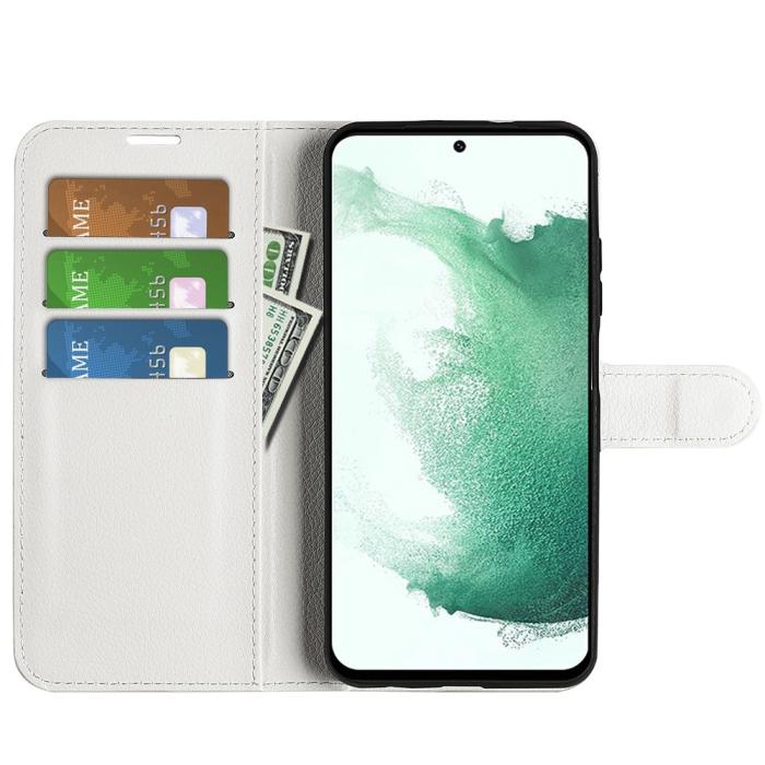 Bild 2,  Samsung Galaxy S23 Plus Fodral Litchi Läder Vit - Teknikhallen.se