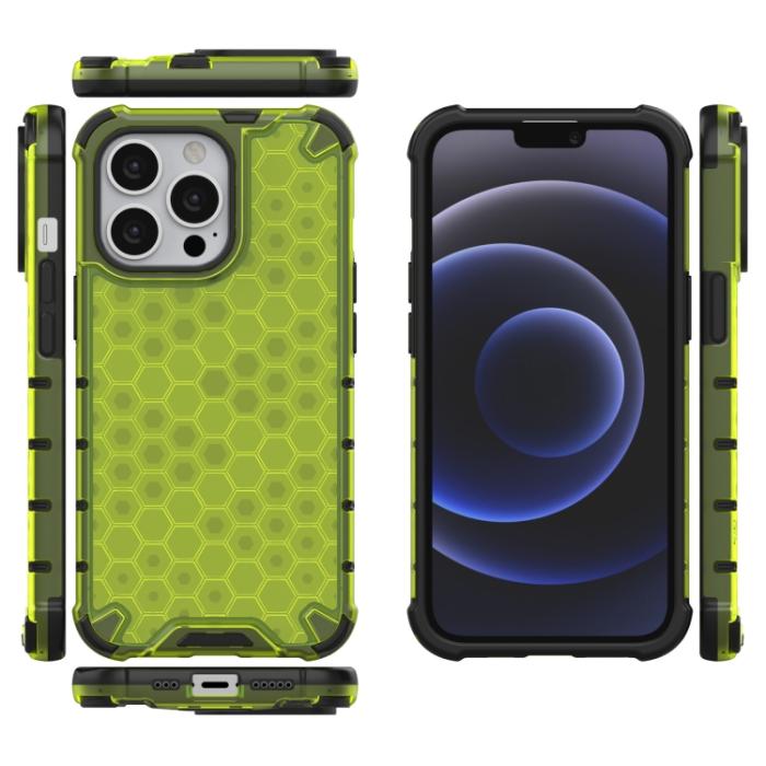 Bild 2,  iPhone 14 Pro Skal Shockproof Honeycomb Grön - Teknikhallen.se