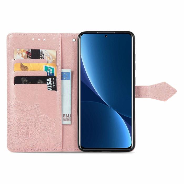 Bild 2,  Xiaomi 12T / 12T Pro Fodral Mandala Läder Roséguld - Teknikhallen.se