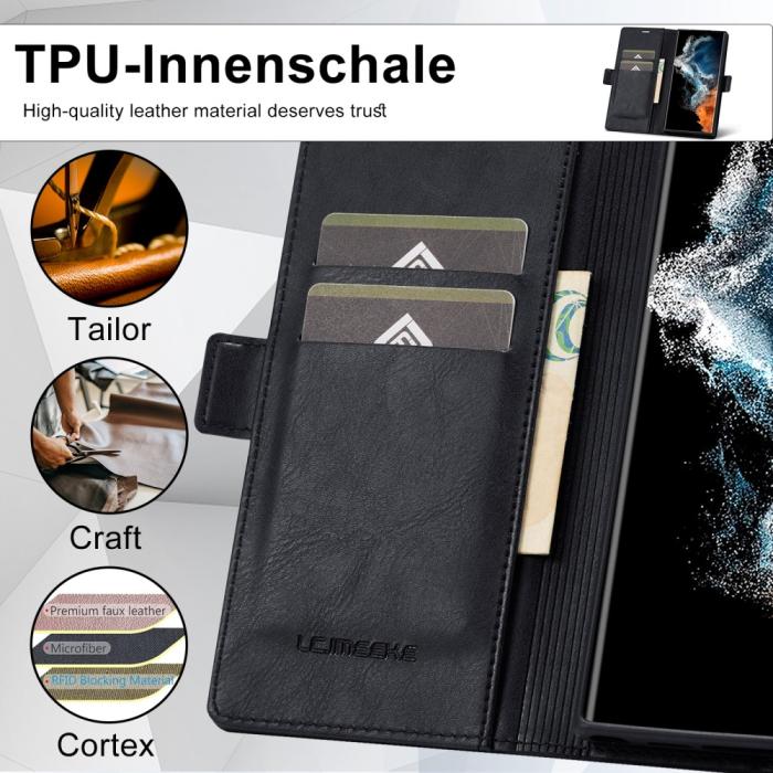 Bild 5, LC.IMEEKE LC.IMEEKE Galaxy S23 Ultra Fodral RFID Magnetisk Stängning Svart - Teknikhallen.se
