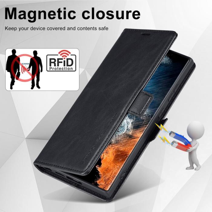 Bild 6, LC.IMEEKE LC.IMEEKE Galaxy S23 Ultra Fodral RFID Magnetisk Stängning Svart - Teknikhallen.se