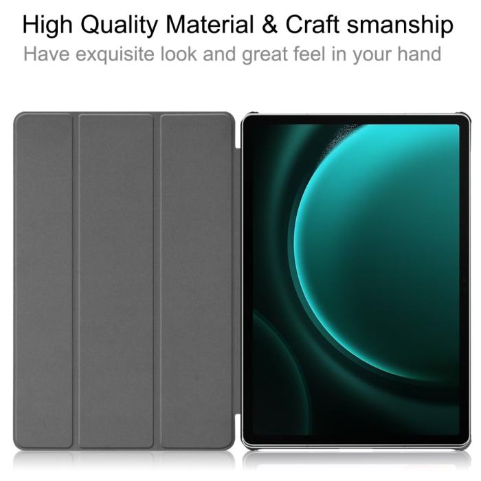 Bild 2,  Galaxy Tab S9 FE Plus Fodral Tri-Fold Läder Peach Blossom - Teknikhallen.se