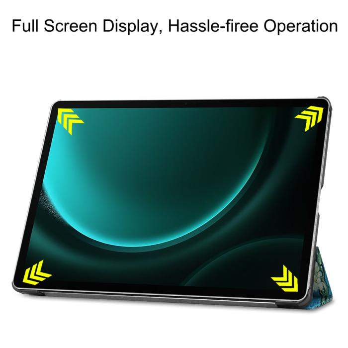 Bild 4,  Galaxy Tab S9 FE Plus Fodral Tri-Fold Läder Peach Blossom - Teknikhallen.se