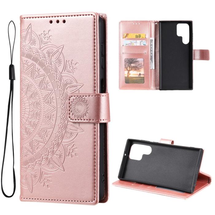 Bild 6,  Samsung Galaxy S22 Ultra Fodral Mandala Läder Roséguld - Teknikhallen.se