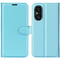  Sony Xperia 5 V Fodral Litchi Textur Ljus Bl&aring; - Teknikhallen.se