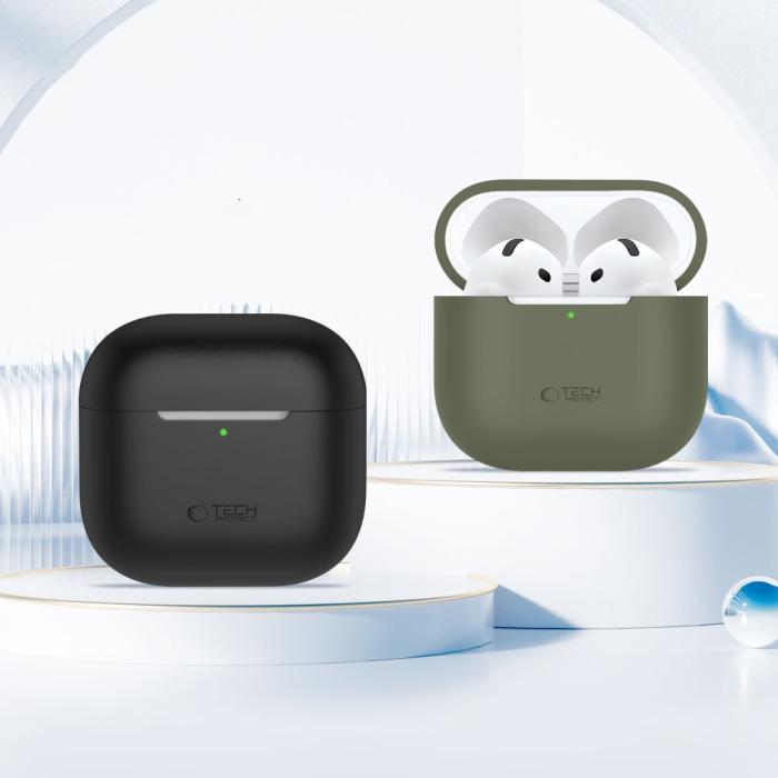 Bild 3, Tech-Protect Tech-Protect AirPods 4 Skal Silikon Crayon Grey - Teknikhallen.se