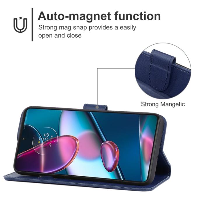 Bild 4,  Motorola Edge 30 Pro Fodral Läder Blå - Teknikhallen.se