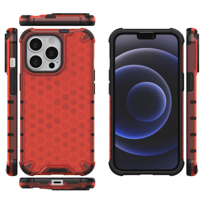 Bild 2,  iPhone 14 Pro Skal Shockproof Honeycomb Röd - Teknikhallen.se