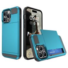  iPhone 15 Plus Skal Hybrid Armor Med Kortfack Ljus Bl&aring; - Teknikhallen.se