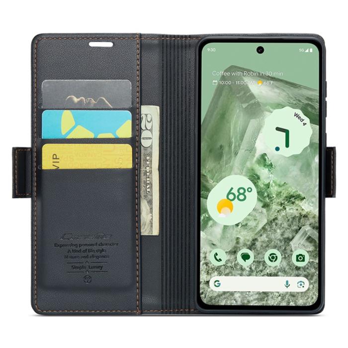 Bild 2, CASEME CASEME Google Pixel 8A Fodral Läder RFID Svart - Teknikhallen.se