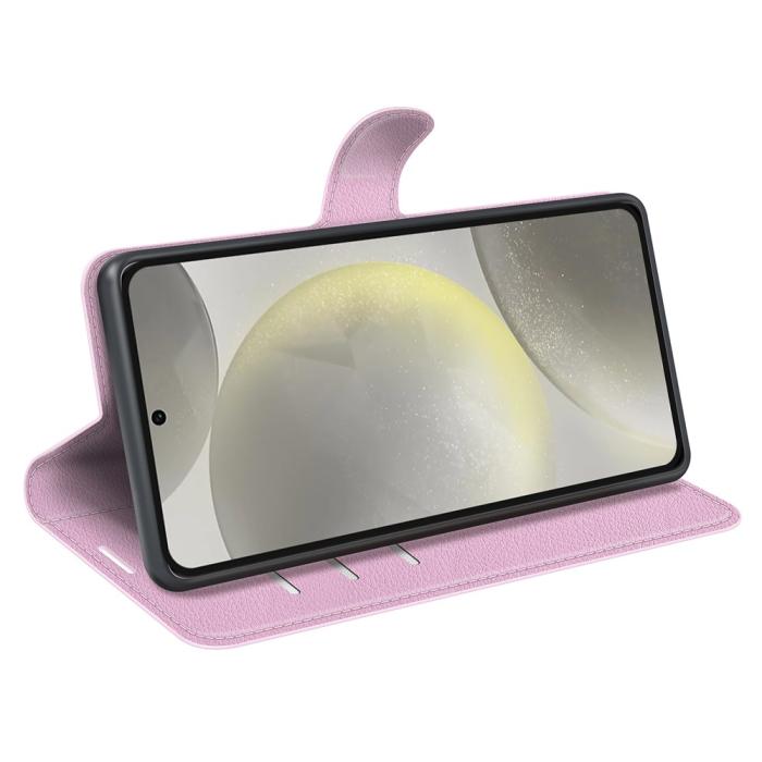 Bild 3,  Samsung Galaxy S24 FE Fodral Litchi Läder Textur Ljus Rosa - Teknikhallen.se
