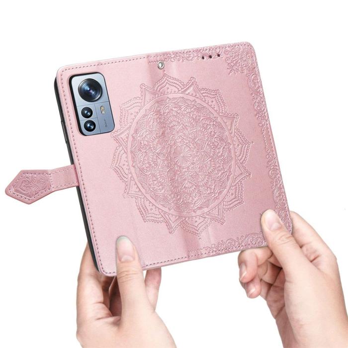 Bild 4,  Xiaomi 12T / 12T Pro Fodral Mandala Läder Roséguld - Teknikhallen.se