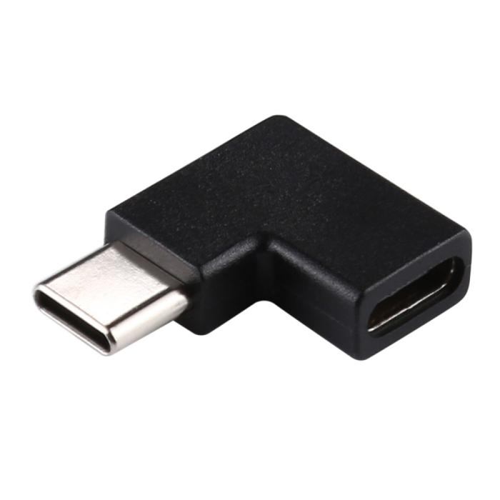 Bild 2,  USB-C Hona - USB-C Hane Adapter 90 Grader Svart - Teknikhallen.se