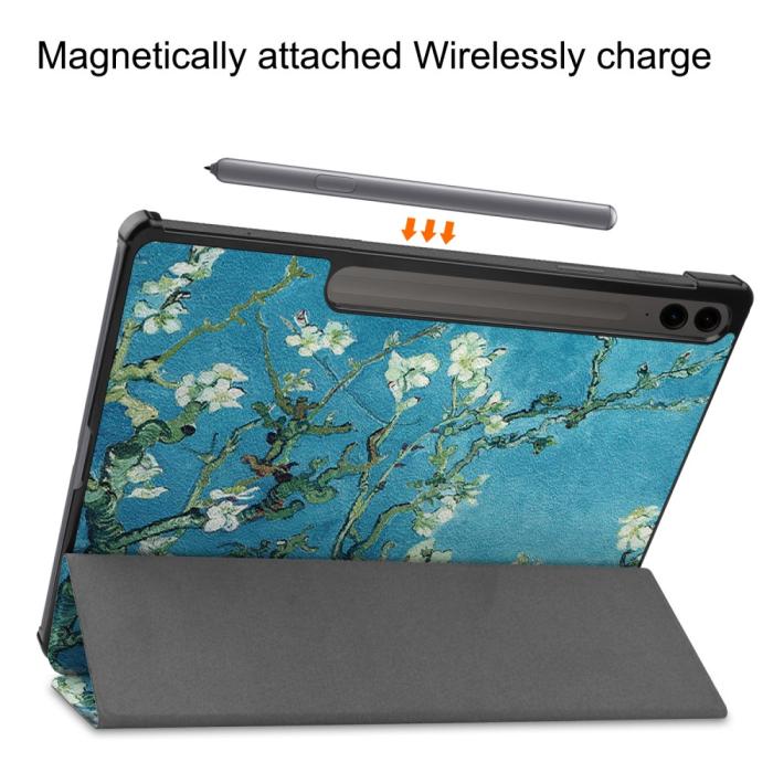 Bild 5,  Galaxy Tab S9 FE Plus Fodral Tri-Fold Läder Peach Blossom - Teknikhallen.se
