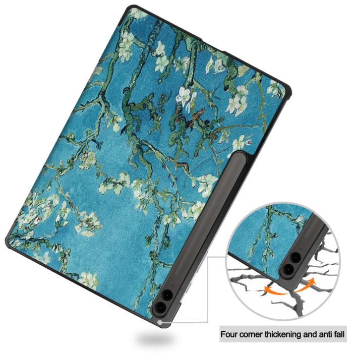 Bild 6,  Galaxy Tab S9 FE Plus Fodral Tri-Fold Läder Peach Blossom - Teknikhallen.se