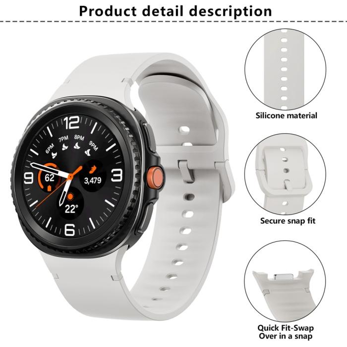 Bild 4, KALEBOL KALEBOL Galaxy Watch 8 46/44/40 mm Armband Silikon Beige - Teknikhallen.se