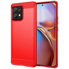  Motorola Edge 40 Pro 5G Skal Borstad St&aring;l Textur R&ouml;d - Teknikhallen.se