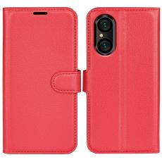  Sony Xperia 5 V Fodral Litchi Textur R&ouml;d - Teknikhallen.se