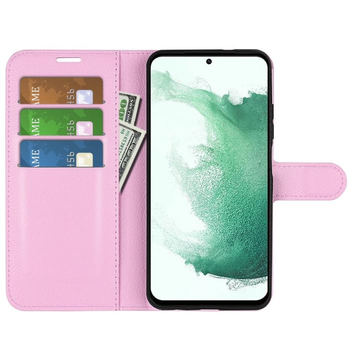 Bild 2,  Samsung Galaxy S23 Plus Fodral Litchi Läder Ljus Rosa - Teknikhallen.se