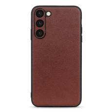 Samsung Galaxy S23 Skal &Auml;kta L&auml;der Belagt Brun - Teknikhallen.se