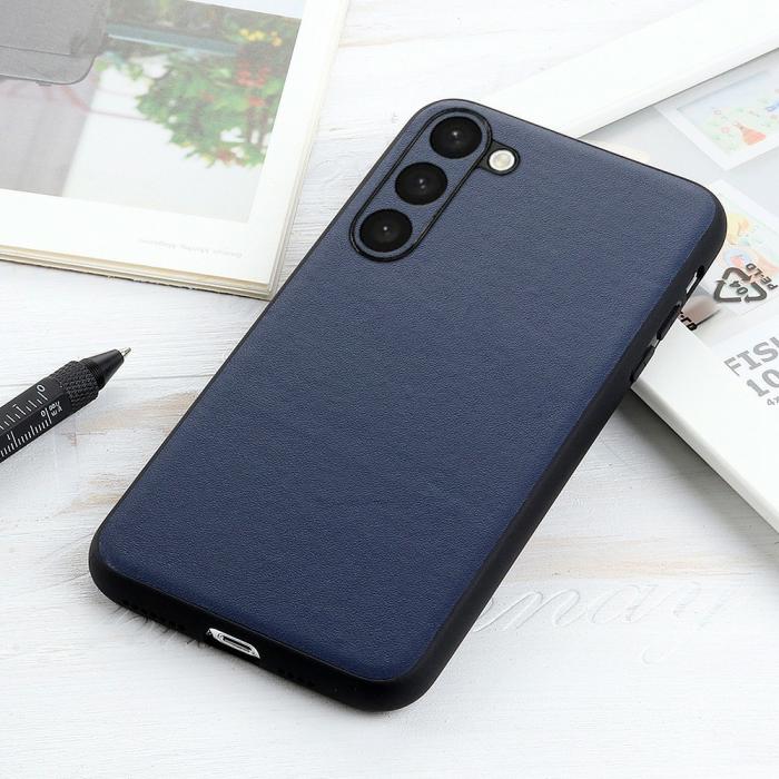 Bild 3,  Samsung Galaxy S23 Skal Äkta Läder Belagt Blå - Teknikhallen.se